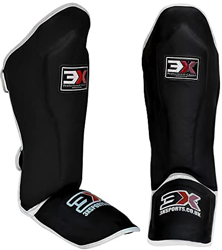 3X Sports MMA Schienbeinschoner Thaiboxen Schienbeinschoner für Kickboxen, Muay Thai, Karate und MMA Kickboxen Schienbeinschutz Ristschutz Schienbeinschutz