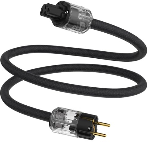 Tertullus HiFi High End strömkabel C15 strömkabel HiFi Audio kallenhetskabel med Schuko-kontakt och kall enhetskontakt (P029, 2 m)