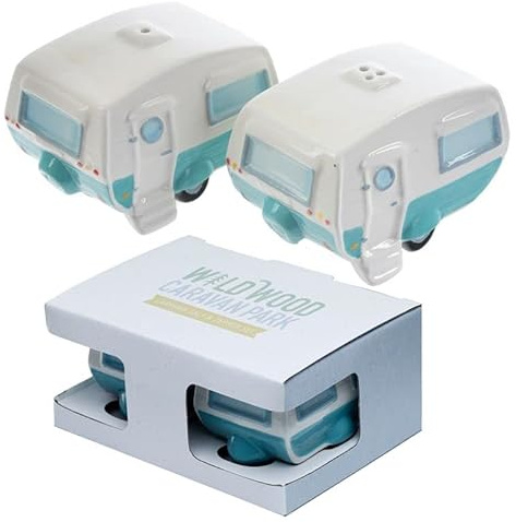 JMS we create smile - Novelty Design Ceramic Made Salt & Pepper Shakers Pots for Home & Kitchen - Great Iconic Design Gift Set (Caravan/2)