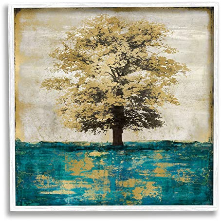 Stupell Industries Contemporary Tree Leaf Reflection Framed Wall Art, Design by Eric Turner, 17 x 17, White Framed
