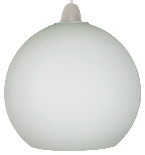 White Opal Glass Vintage Easy Fit Dome Pendant Shade | 20cm Diameter | None Electric Ceiling Lampshade | Fits Lampholder Types E14 E27 B15 B22