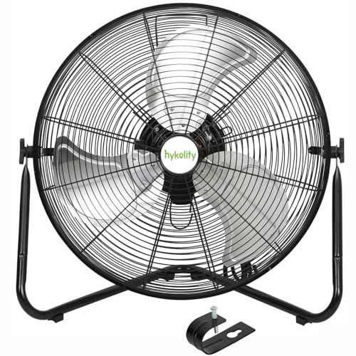 hykolity 20 High Velocity Floor Fan, 3-Speed 4650 CFM Heavy Duty Industrial Metal Shop Fan with Wall-Mounting System, Ideal for Commercial, Garage, Greenhouse and Gym