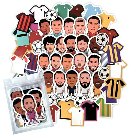 HNTR® Football Stickers | 56-Piece Set with Superstars, Team Kits & Balls | Football Gifts for Boys, Scrapbook Stickers & Party Bag Fillers