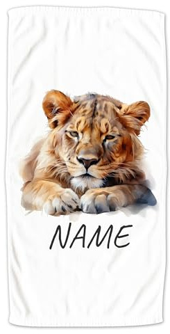 GRAZDesign Handtuch Tiger Safari mit Namen personalisiert, Badetuch, Strandtuch für Erwachsene und Kinder in Zwei Größen - 140x70cm