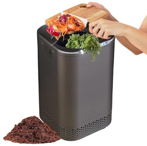 Compostiera Organica Elettrica, Contenitore per Compostaggio Elettrico da Cucina da 2,5 L con Filtro a Carbone Attivo 110 V/220 V Essiccazione Frantumazione Desorbimento Casa 44-46 dB Facile