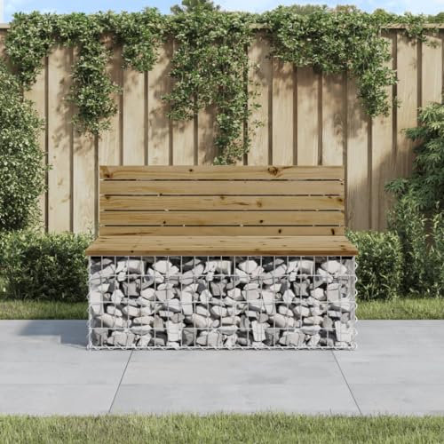 ARKEM Gartenbank aus Gabionen 103x70x65 cm Sitzbank Garten GabionenköRbe Gabionen Bank Outdoor Patio BäNke Kiefernholz Imprägniert