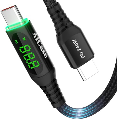 Cable de carga USB-C a USB-C de 240 W para iPhone 15/Plus/Pro Max/iPad Pro y Air y Samsung Galaxy S24