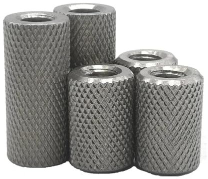 Lange zylindrische Rändelmutter aus Edelstahl, handgedrehte Verbindungs-Einstellmutter M2,5, M4, M5, M6, M8, M10, M12 (Color : Stainless steel 304, Size : M12x30 1pcs)
