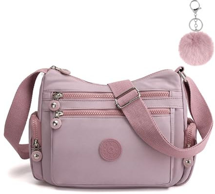 Aucuu Nylon Umhängetasche Damen, Schultertasche Handtaschen Multi Pocket mit Größere Kapazität, Damen Umhängetasche mit Mehreren Taschen, Multifunktionale Crossbody Bag für Arbeit Schule Shopper