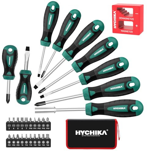 HYCHIKA Screwdriver Set, 30 PCS Screw Driver Set, Magnetic Screwdriver Set Including Flat Head Screwdriver, Phillips Screwdriver, Perfect for DIY, Home, Office, Farm Maintenance