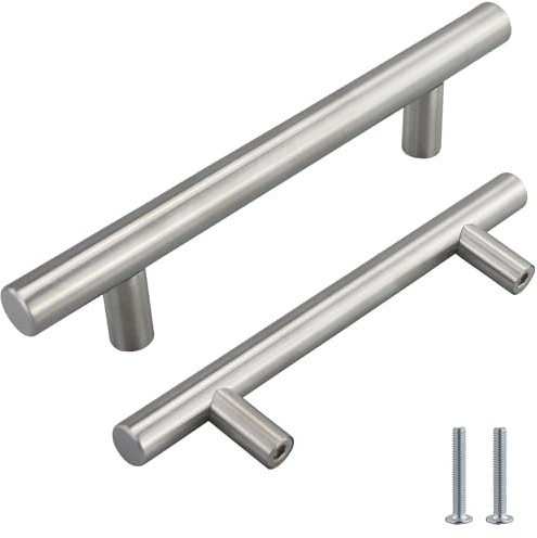 LONGDENEKHALIQ 2 Pack Kitchen Cupboard Handles - Stainless Steel Brushed Cabinet Handles (Hole Centre 96mm)