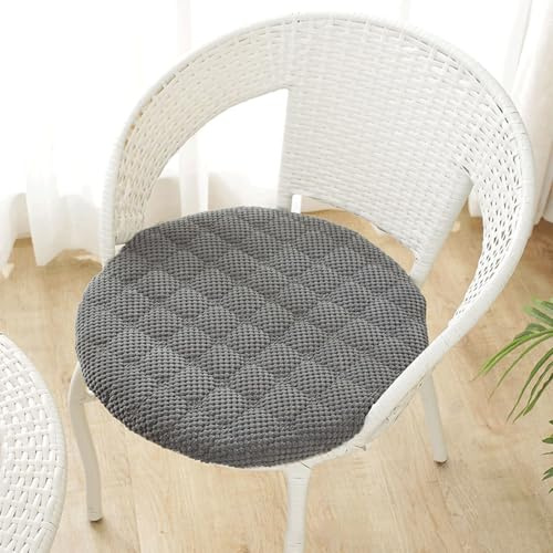 Generisch Rund Stuhlkissen 6er 4er 2er Set, Weiche Stuhlkissen Waschbar Sitzkissen Stuhl rutschfest,Cordstoff Sitzpolster Stuhlauflage Bodenkissen Für Küche Esszimmer Garten,Dark Gray,4er Set 35cm