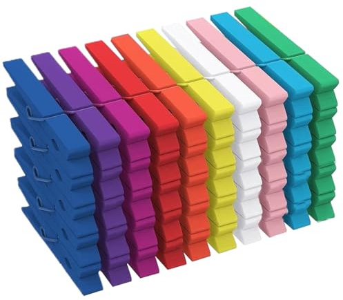 50 mollette per bucato, mollette colorate in legno, 7,2 cm, clip decorative multiuso per appendere foto, biglietti, decorazioni