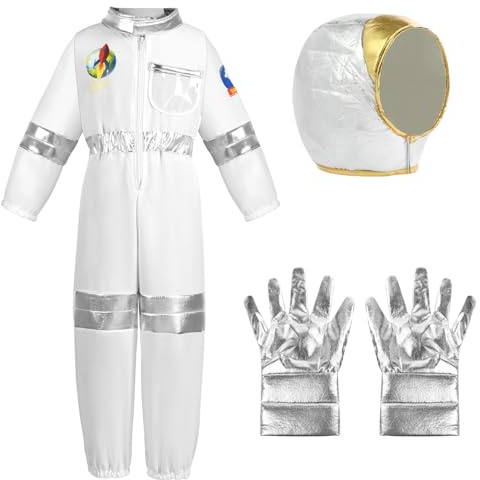 Aomig Astronaut kostym, hjälm kostym, 4-8 år | Kostym för barn, hjälm, kostym, halloweenfest, cosplay, 4–8 år