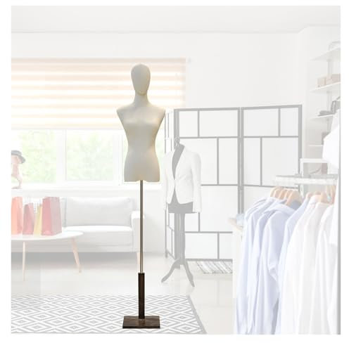 schneiderpuppe Schneiderpuppe Schaufensterpuppe Damenbüste Weiblich, Verstellbare Höhe 47.2″-74.8″ Schneiderbüste Mit Holzständer, Körperpuppe Für Kleid Schmuck Display for Clothing Shop Dresses(Brown
