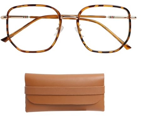 Yenvory Monture de Lunettes Léopard Élégante avec Verres Transparents – Lunettes de Mode Rétro pour Femme & Homme avec Étui