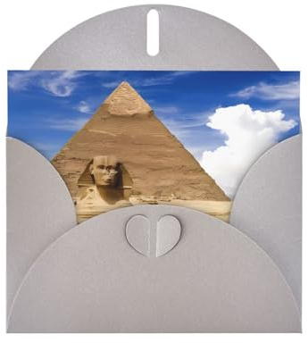 JaoXer Biglietto di auguri grigio – Piramidi d'Egitto stampa biglietti vuoti per compleanno, matrimonio, San Valentino, anniversario e inviti per feste