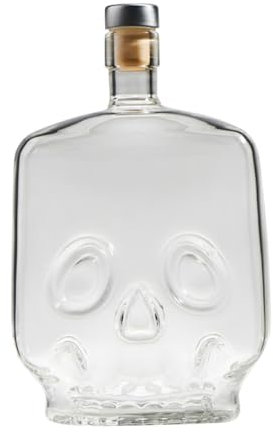 ABOOFAN Whiskey Lover Skull Bottle Empty Liquor Bottle Engraved Vintage Storage Home Bar