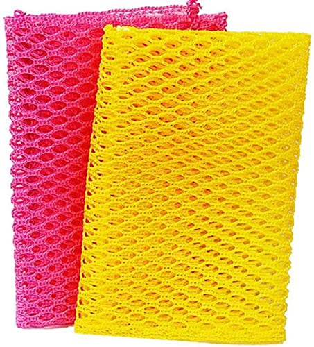 Innovative Dish Washing Net Cloths/Scourer 100% Odor Free/Quick Dry No More Sponges With Smell Perfect Scrubber For Washing Dishes 11 By 11 Inches 2Pcs Pink/Yellow Attractive and professional