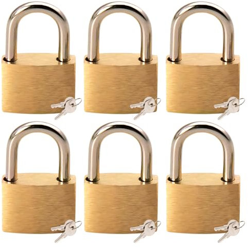 6-Pack Mini Solid Brass Padlocks (20mm) with 12 Keys – Perfect for securing lockers, Luggage, Jewellery Box,toolboxes, and More