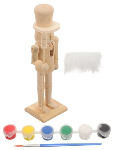 SHINEOFI Schiaccianoci in Legno Non Dipinto Statuetta Natalizia Da Fai Da Te Pupazzo Dello Schiaccianoci in Noce Grezza Ornamento Soldato Personalizzabile