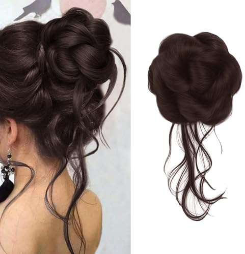 XFSRG Haarschmuck Klaue Clip Lockig Wellig Haarverlängerung Messy Bun Haarteile Synthetisch für Frauen und Mädchen(Dunkelbraun)