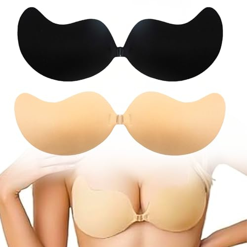 Taiyyi 2 Coppie Reggiseno Adesivo,Reggiseno Adesivo Push up,Reggiseno Donna Senza Spalline, Invisibile, Senza Schienale, Autoadesivo per Abiti（B,C,D） (IT, Taglia della Coppa & Taglia della Fascia, D)