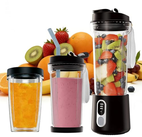 Batidora portátil para batidos Batidora personal: Exprimidor eléctrico de 500ml Batidoras pequeñas de 300W para batidos y smoothies Exprimidor portátil para comida para bebés