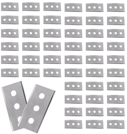 Ceranfeldschaber Ersatzklingen, 43mm, 100 Stück Doppelseitige Schaberklingen, Klingen für Ceranfeldschaber, Ceranfeldschaber Klingen, Kochfeldschaber Ceranfeld Ersatzklingen