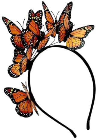 Schmetterling Haarreif Damen,Schmetterling Fascinator Stirnband,Haarreifs Orange,Karneval Kostüm Schmetterling Haarreifs,Schmetterling Party Haarreif,Fasching Schmetterling Haarband Haarreif (Orange)