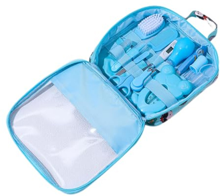 Baby sjukvård och groomingkit baby näsaspirator nagelklippare hårborstset nyfödd daglig rengöringssats 13 st/set, stil A, blå, första hjälpen