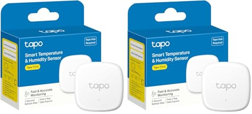 Tapo T310 Smart Humidity Meter, Room Thermometer, Hygrometer, Room Thermometer Indoor, Humidity Sensor, Hub Required, Instant Notifications, Free 2-Year Data Storage, 2-Year Battery Life (Pack of 2)