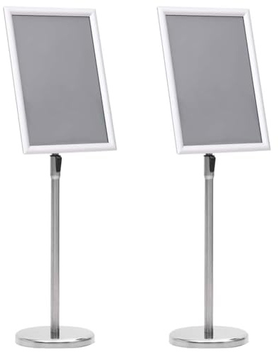 LoogCape affischställ set om 2 silver aluminium 45 x 32,7 x 108 cm justerbar höjd vridbar för inomhus- och utomhusbruk presentationsstativ med robust ram