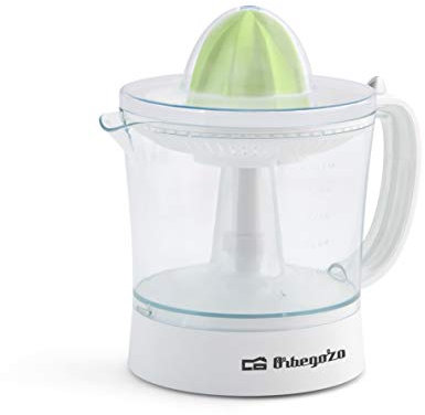 Orbegozo EP 2210 - Exprimidor Zumo Eléctrico de Naranjas, Depósito Extraible de 1 Litro de Capacidad, Regulador de Pulpa, 2 Conos para Piezas de Distinto Tamaño, Rotación Bidireccional
