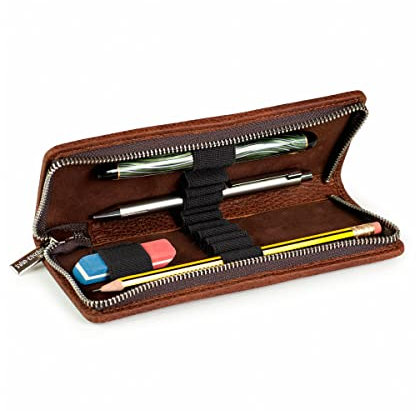 Jahn-Tasche Exklusives Federmäppchen Stifte-Etui, Größe M, aus Büffel-Leder, Braun, 012