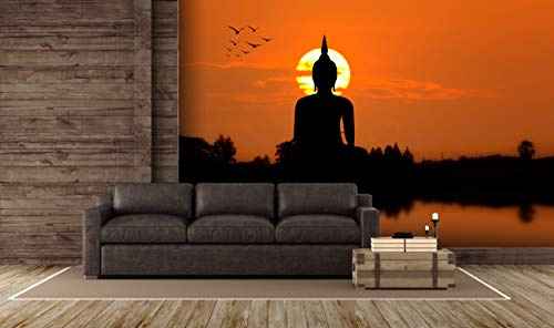 Fotomural Vinilo para Pared Buda en el Atardecer | Fotomural para Paredes | Mural | Vinilo Decorativo | Varias Medidas 200 x 150 cm | Decoración comedores, Salones, Habitaciones...
