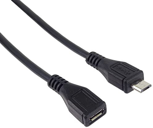 PremiumCord Cavo di Prolunga Micro USB 5m, Cavo Dati High Speed ​​Fino a 480mbit/s, Cavo di Ricarica, Micro USB 2.0 Femmina-Maschio, 5 Poli, 2X Schermato, Colore Nero, Lunghezza 5m