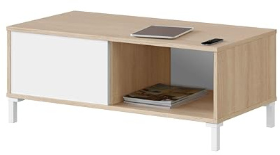Mesa de Centro Brooklyn en Roble y Blanco 100x50x40 cm