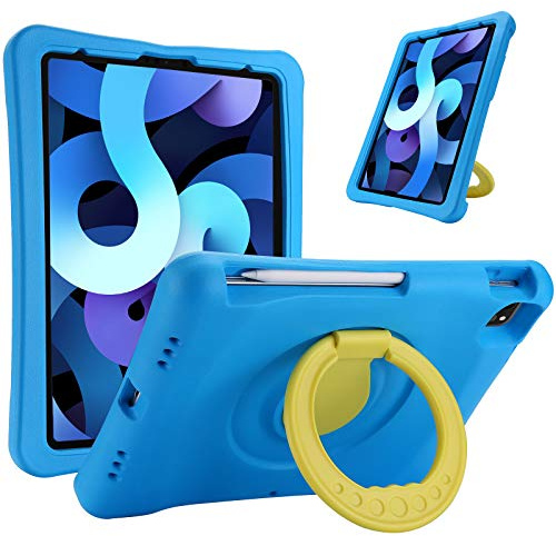 ProCase Kinder Hülle für iPad Air 5 Gen 2022 /4 Generation 2020 10.9 Zoll, Ultra Leicht Stoßfest Robust Kind Schutzhülle Umwandelbar Handgriff Handle Standfunktion –Blau
