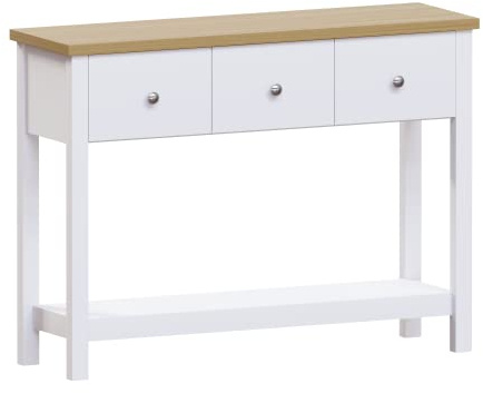 Vida Designs Arlington Console Table Shelf Hallway Side End Dressing Table MDF (White, 3 Drawer)
