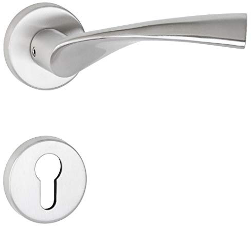 Hermat Juego de manillas y rosetas de acero inoxidable mate
