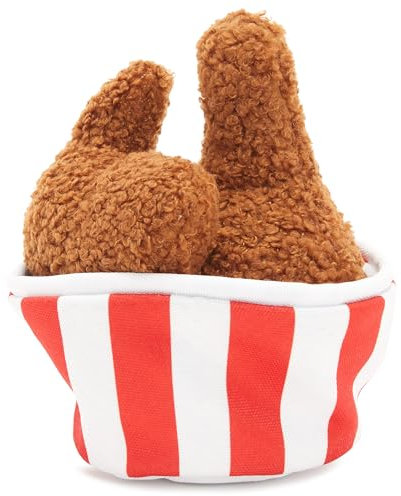 Barkbox 2 in 1 Interactive Plush Dog Toy - Rip and Reveal Dog Toy for Medium, & Large Dogs - Stimulating Squeaky Pet Enrichment and Puppy Toys | Bucket o’Fried Licken