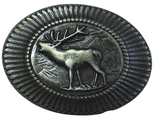 BELTINGER Gürtelschnalle Hirsch 4,0 cm | Buckle Wechselschließe Gürtelschließe 40mm Massiv | für Jagd-Outfit | Wechselgürtel bis 4cm | Silber