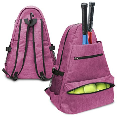 Layway Tennis-Rucksack für Männer und Frauen, Tennisschläger-Tasche zum Tragen von Schlägern von Racquetball, Squash, Badminton, Pickleball und anderem Reise-Sport-Zubehör, Rosenrot - B, L, Tennis