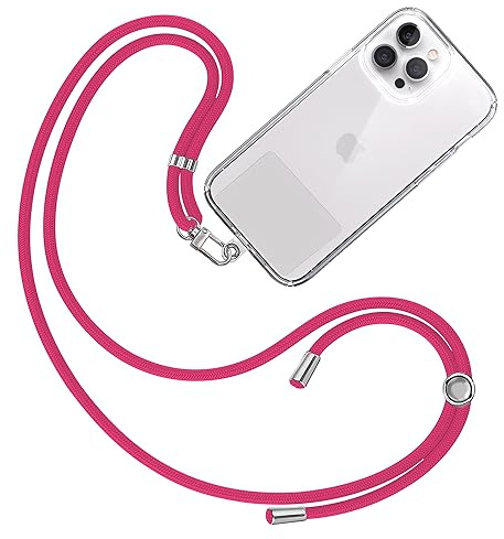 TBOC Cordon Collier Laniere Portable [Fuchsia] - Sangle Accrocher Coque Cou pour Pochette Telephone - Accessoire Bandouliere Attache Porte Etui Avec Lanyard Femme Homme Protection Integrale