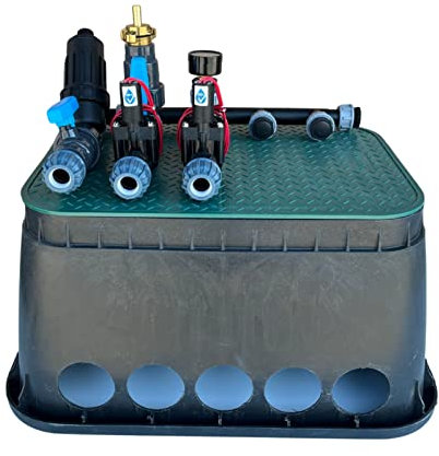 STEMAX-Wassertechnik: Kopfstation mit 2, 3 oder 4 Hunter PGV Magnetventilen + vorgebohrter Ventilbox, Größe der Klemmkupplungen: 25mm, Ventilverteiler, Wasserverteiler, Größe: 2 Magnetventile