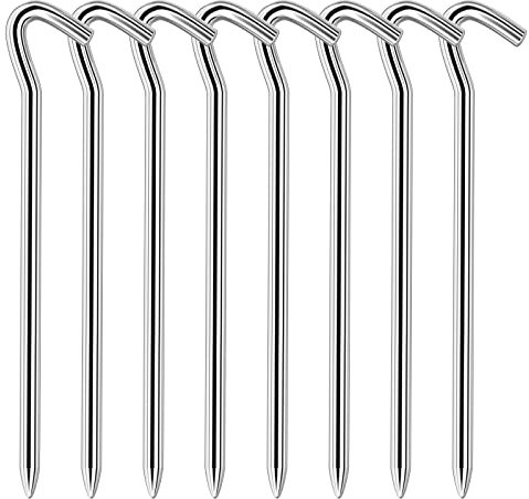 26CM Zeltheringe Heringe, Erdanker Bodenanker, Zelt Erdnagel für Harte Böden Zeltheringe Stabil für Camping Sandheringe Erdnägel Garten und Landschaftsbau, heringe erdnägel stabil (8, Silber)
