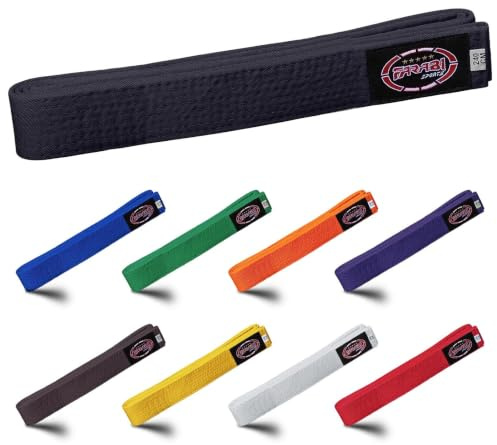 Farabi Sports Cinturón de Karate Múltiples Colores Cinturones de Karate Judo Karate BJJ Artes Marciales Cinturones de Taekwondo (280-cm, Black)