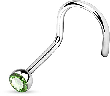 Jewel Barrel Nose Screw Stud – 20G (0.8mm) Surgical Steel Thin Nostril Piercing with 2mm Crystal – Small Gem Nose Stud for Women & Men, Lightweight & Hypoallergenic