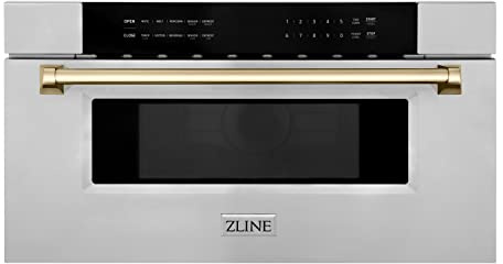 ZLINE Autograph Edition 30 1.2 cu. ft. Built-In Microwave Drawer in Stainless Steel with Gold Accents